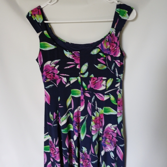 London Times Womens Floral Dress Size 6 Black Pink Green White - Picture 5 of 7